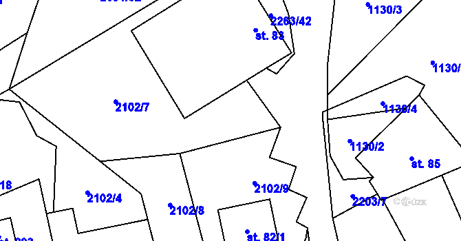 Parcela st. 2102/3 v KÚ Vyskytná, Katastrální mapa
