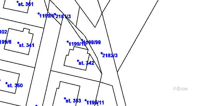 Parcela st. 2182/3 v KÚ Vyskytná, Katastrální mapa