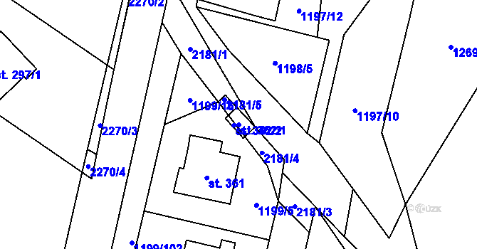 Parcela st. 362/1 v KÚ Vyskytná, Katastrální mapa