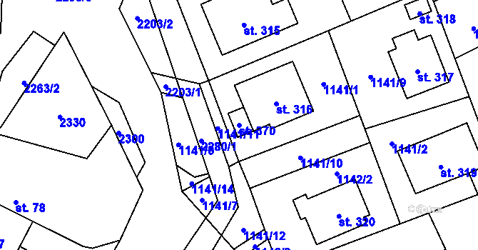 Parcela st. 370 v KÚ Vyskytná, Katastrální mapa