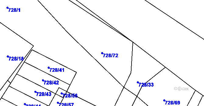 Parcela st. 728/72 v KÚ Vyskytná, Katastrální mapa
