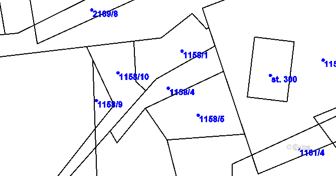 Parcela st. 1158/4 v KÚ Vyskytná, Katastrální mapa