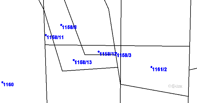Parcela st. 1158/12 v KÚ Vyskytná, Katastrální mapa