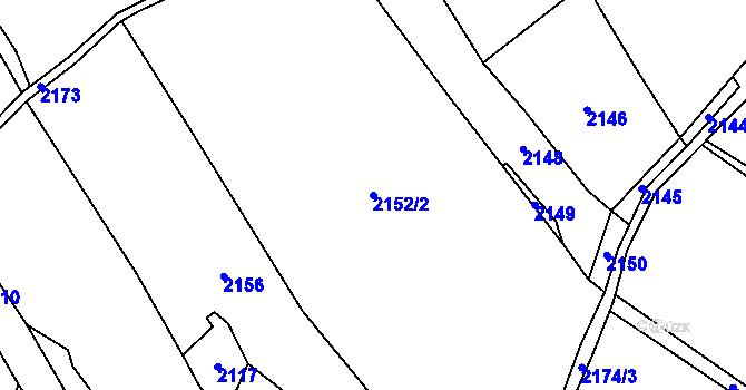 Parcela st. 2152/2 v KÚ Vyskytná, Katastrální mapa