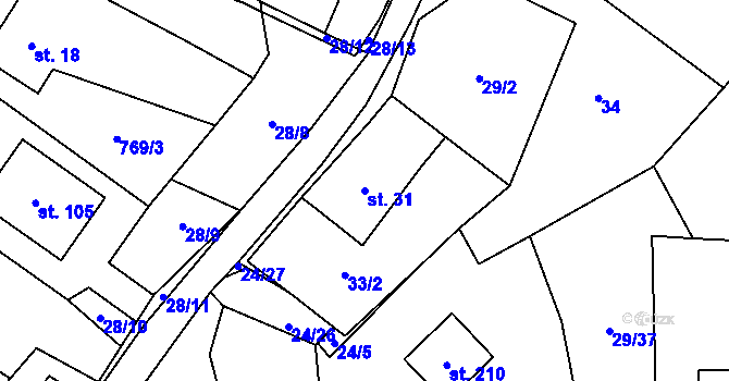 Parcela st. 31 v KÚ Rounek, Katastrální mapa