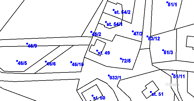 Parcela st. 49 v KÚ Rounek, Katastrální mapa