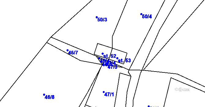 Parcela st. 52 v KÚ Rounek, Katastrální mapa