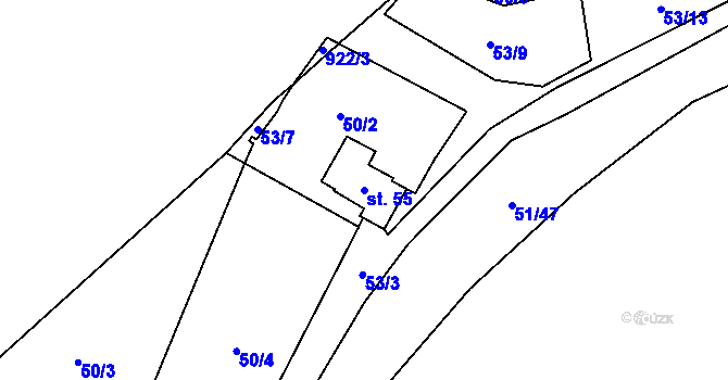 Parcela st. 55 v KÚ Rounek, Katastrální mapa