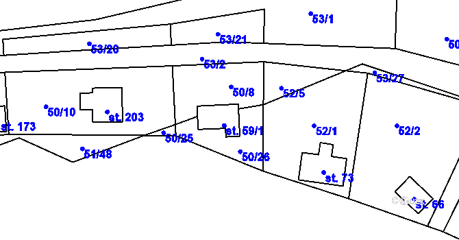 Parcela st. 59/2 v KÚ Rounek, Katastrální mapa