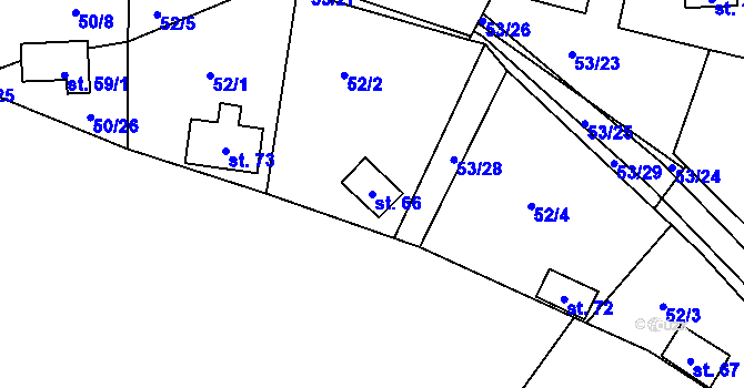Parcela st. 66 v KÚ Rounek, Katastrální mapa