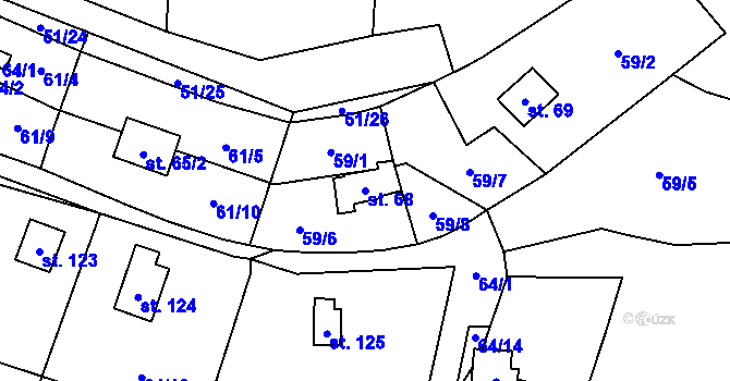 Parcela st. 68 v KÚ Rounek, Katastrální mapa