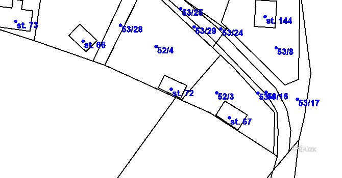Parcela st. 72 v KÚ Rounek, Katastrální mapa