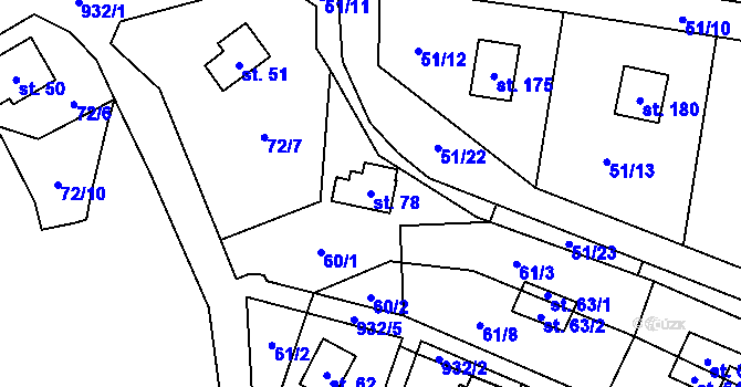 Parcela st. 78 v KÚ Rounek, Katastrální mapa