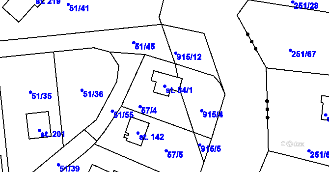 Parcela st. 84/1 v KÚ Rounek, Katastrální mapa