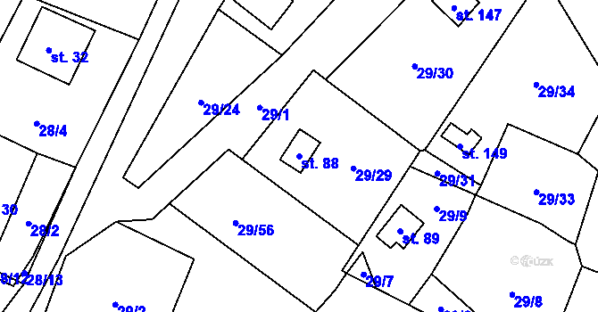 Parcela st. 88 v KÚ Rounek, Katastrální mapa