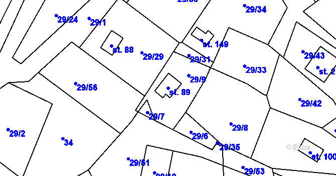 Parcela st. 89 v KÚ Rounek, Katastrální mapa