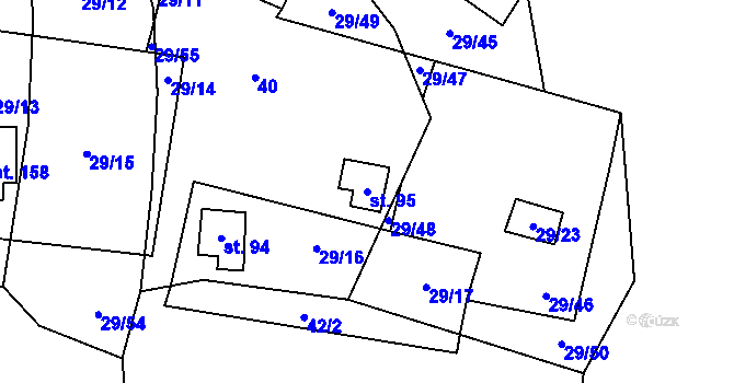 Parcela st. 95 v KÚ Rounek, Katastrální mapa