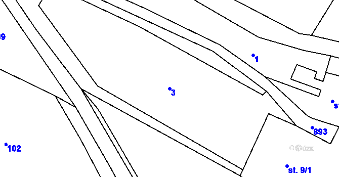 Parcela st. 3 v KÚ Rounek, Katastrální mapa