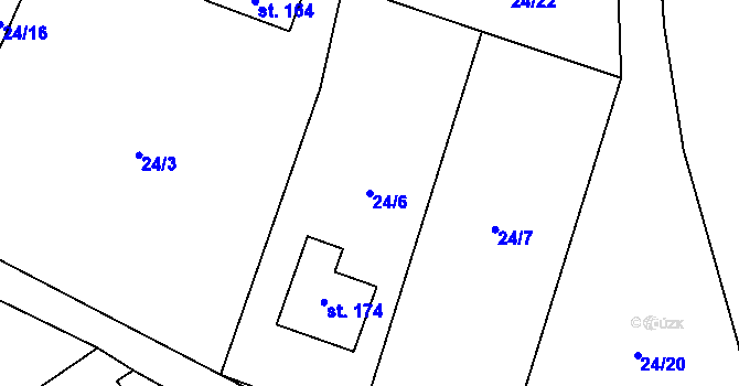Parcela st. 24/6 v KÚ Rounek, Katastrální mapa