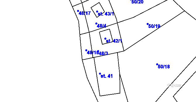 Parcela st. 48/3 v KÚ Rounek, Katastrální mapa
