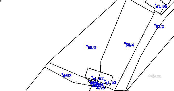 Parcela st. 50/3 v KÚ Rounek, Katastrální mapa