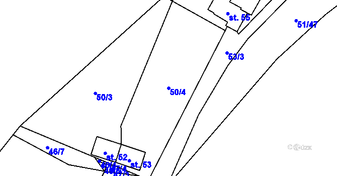 Parcela st. 50/4 v KÚ Rounek, Katastrální mapa