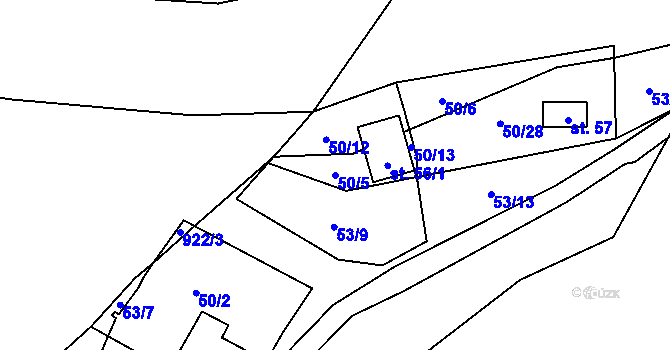 Parcela st. 50/5 v KÚ Rounek, Katastrální mapa