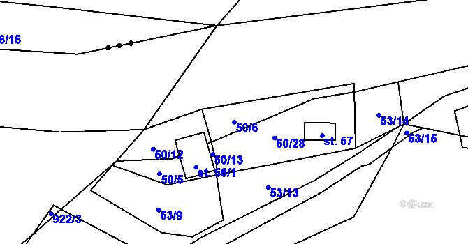 Parcela st. 50/6 v KÚ Rounek, Katastrální mapa