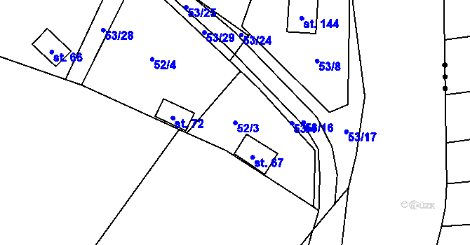 Parcela st. 52/3 v KÚ Rounek, Katastrální mapa