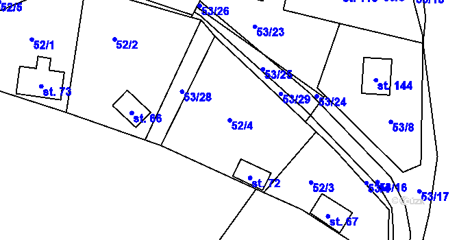 Parcela st. 52/4 v KÚ Rounek, Katastrální mapa
