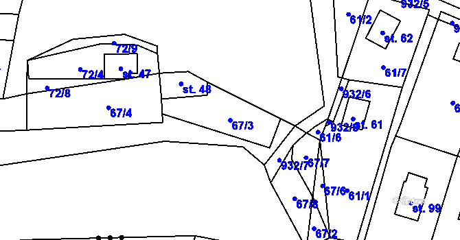Parcela st. 67/3 v KÚ Rounek, Katastrální mapa