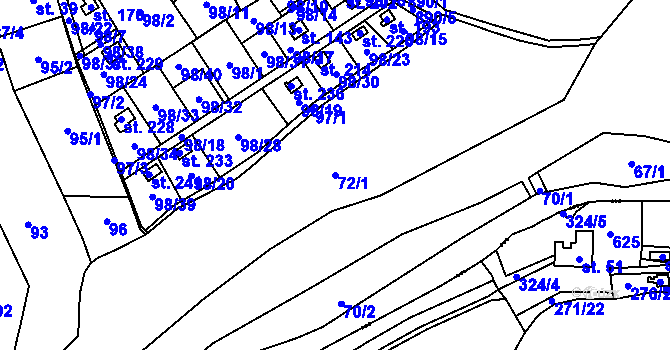 Parcela st. 72/1 v KÚ Rounek, Katastrální mapa