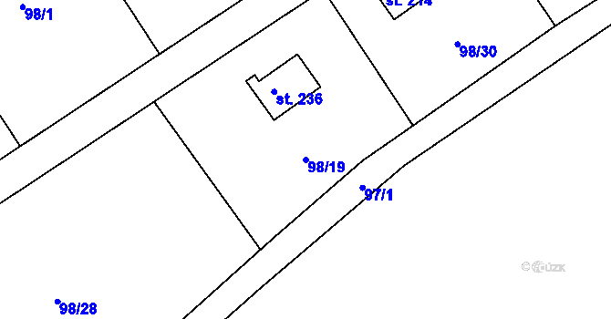 Parcela st. 98/19 v KÚ Rounek, Katastrální mapa