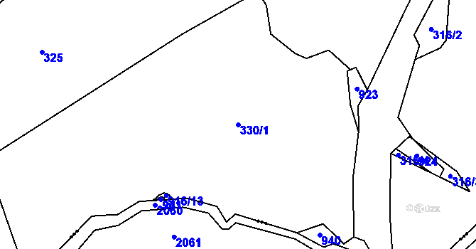 Parcela st. 330/1 v KÚ Rounek, Katastrální mapa