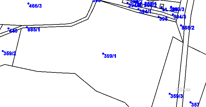Parcela st. 359/1 v KÚ Rounek, Katastrální mapa