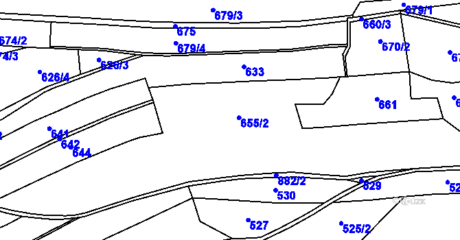 Parcela st. 655 v KÚ Rounek, Katastrální mapa