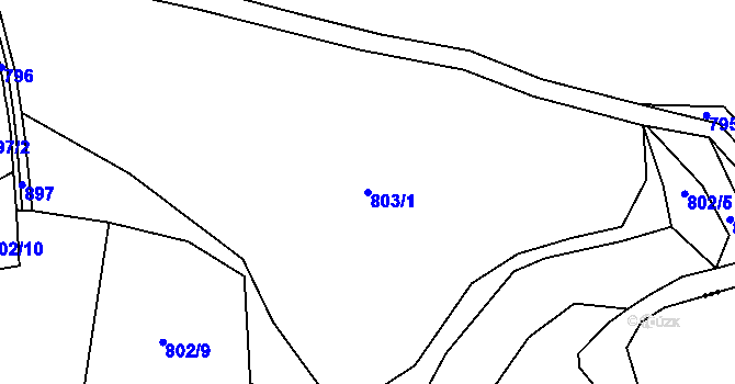Parcela st. 803/1 v KÚ Rounek, Katastrální mapa