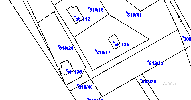 Parcela st. 818/17 v KÚ Rounek, Katastrální mapa