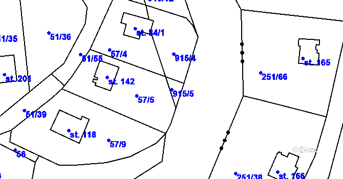 Parcela st. 915/5 v KÚ Rounek, Katastrální mapa
