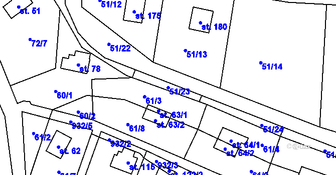 Parcela st. 51/23 v KÚ Rounek, Katastrální mapa
