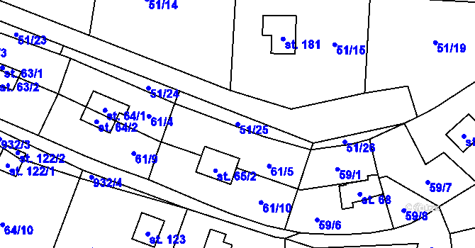 Parcela st. 51/25 v KÚ Rounek, Katastrální mapa