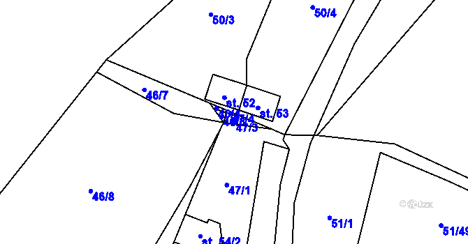 Parcela st. 47/3 v KÚ Rounek, Katastrální mapa