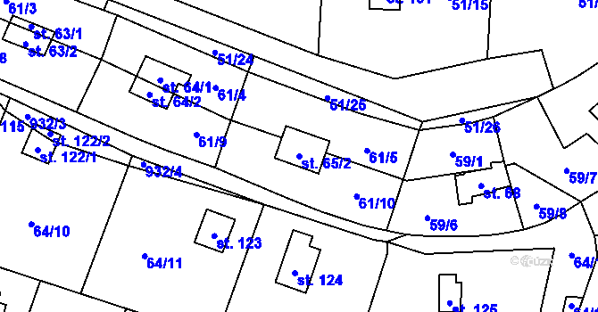 Parcela st. 65/2 v KÚ Rounek, Katastrální mapa