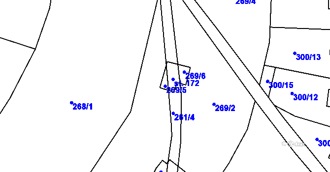 Parcela st. 269/5 v KÚ Rounek, Katastrální mapa