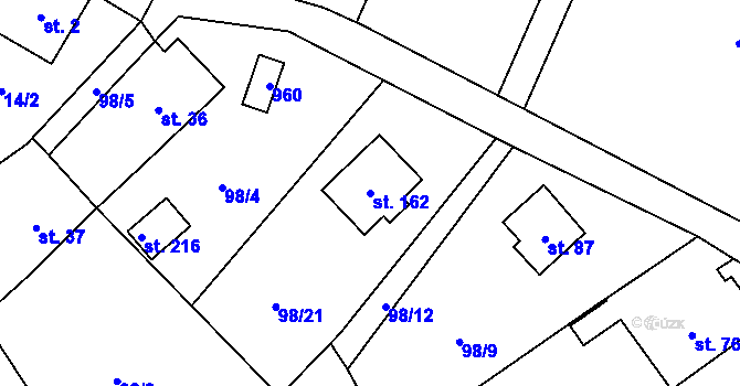 Parcela st. 162 v KÚ Rounek, Katastrální mapa