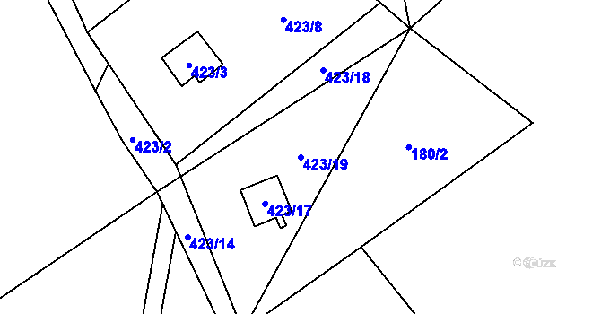 Parcela st. 423/19 v KÚ Rounek, Katastrální mapa