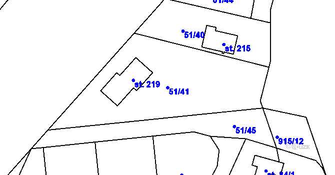 Parcela st. 51/41 v KÚ Rounek, Katastrální mapa