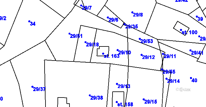 Parcela st. 163 v KÚ Rounek, Katastrální mapa