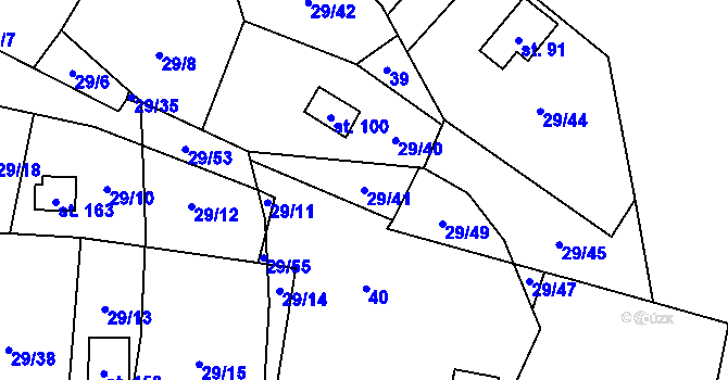 Parcela st. 29/41 v KÚ Rounek, Katastrální mapa