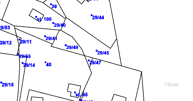 Parcela st. 29/45 v KÚ Rounek, Katastrální mapa